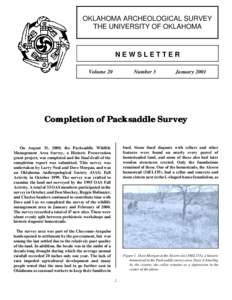 OKLAHOMA ARCHEOLOGICAL SURVEY THE UNIVERSITY OF OKLAHOMA NEWSLETTER Volume 20