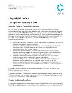 Cigital IncRidgetop Circle | Suite 400 | Dulles | VAtel | www.cigital.com Copyright Policy Last updated: February 1, 2015
