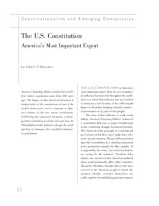 Constitutionalism and Emerging Democracies  The U.S. Constitution America’s Most Important Export  by Alber t P. Blaustein