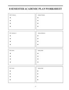 8 SEMESTER ACADEMIC PLAN WORKSHEET Fall Freshman Spring Freshman  Fall Sophomore