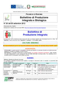 DIREZIONE GENERALE AGRICOLTURA, ECONOMIA ITTICA, ATTIVITÀ FAUNISTICO-VENATORIE  PROVINCIA DI RAVENNA Bollettino di Produzione Integrata e Biologica