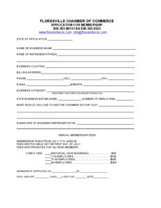 FLORESVILLE CHAMBER OF COMMERCE APPLICATION FOR MEMBERSHIP[removed]FAX[removed]