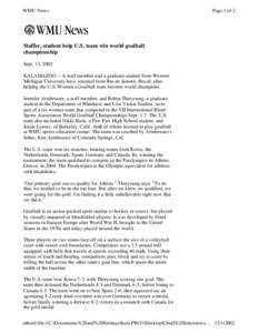 WMU News  Page 1 of 2 Staffer, student help U.S. team win world goalball championship