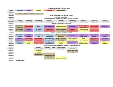 D-TRAIN WORKSHOP SCHEDULE 2015 TRACK Coast Guard  Logistics