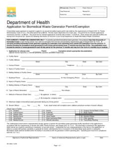 DH use only: Check No. _______ Check Amount _______________ Date Received _______________ Receipt No. ___________________ Permit No. ___________________ Date Issued ___________________ Department of Health Application fo