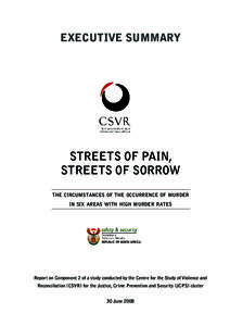 EXECUTIVE SUMMARY  STREETS OF PAIN, STREETS OF SORROW the circumstances of the occurrence of murder in six areas with high murder rates