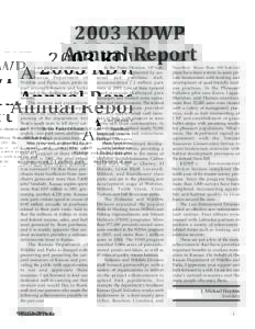 A[removed]KDWP Annual Report  s we prepare to observe our