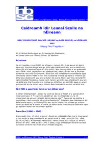 HBSC na hÉireann 2002, Bileog Fíricí Taighde Uimhir 4  Caidreamh idir Leanaí Scoile na hÉireann HBSC (IOMPRÍOCHT SLÁINTE i LEANAÍ ag AOIS SCOILE) na hÉIREANN 2002