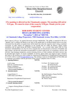 Neighborhood councils / Neighborhoods / West Hills /  Los Angeles / Agenda / Public comment / Minutes / Geography of California / Southern California / Meetings / Parliamentary procedure / Government