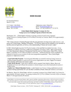 NEWS RELEASE  For Immediate Release March 25, 2011 U.S. Contact: Julie Berlin Email: [removed]