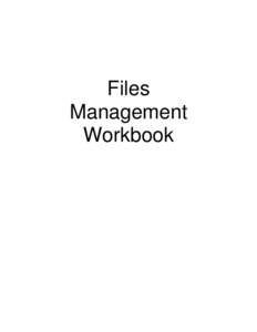 Files Management Workbook NEW YORK STATE ARCHIVES Files Management