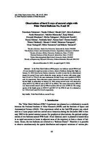 Adv. Polar Upper Atmos. Res., 18, 10–22, 2004 Â 2004 National Institute of Polar Research Observations of hard X-rays of auroral origin with Polar Patrol Balloons No. 8 and 10 Tomokazu Nakamura1, Yusuke Ebihara4, Masa