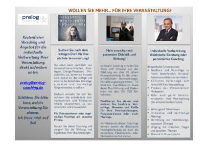 WOLLEN SIE MEHR... FÜR IHRE VERANSTALTUNG?  Kostenfreien Vorschlag und Angebot für die individuelle