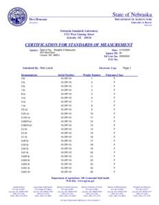 State of Nebraska Dave Heineman DEPARTMENT OF AGRICULTURE GREGORY A. IBACH