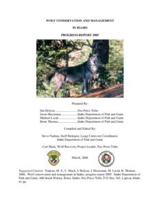 2005 ANNUAL IDAHO WOLF REPORT