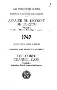 COUR INTERNATIONALE DE JUSTICE  MEMOIRES, PLAIDOIRIES ET DOCUMENTS