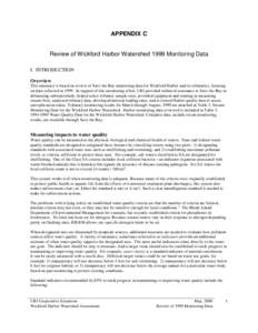 APPENDIX C  Review of Wickford Harbor Watershed 1999 Monitoring Data I. INTRODUCTION Overview This summary is based on review of Save the Bay monitoring data for Wickford Harbor and its tributaries, focusing