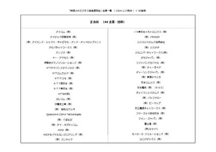 「無線LANビジネス推進連絡会」会員一覧 （ [removed]時点 ）※ 50音順  正会員 （44 企業・団体） アイコム（株）  ＪＲ東日本メカトロニクス（株）