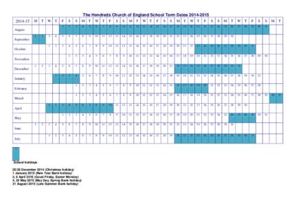 The Hendreds Church of England School Term Dates[removed]15 M T  W T