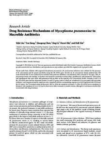 Drug Resistance Mechanisms of Mycoplasma pneumoniae to Macrolide Antibiotics