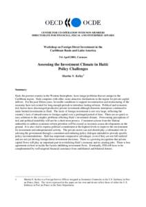 CENTRE FOR CO-OPERATION WITH NON-MEMBERS DIRECTORATE FOR FINANCIAL, FISCAL AND ENTERPRISE AFFAIRS Workshop on Foreign Direct Investment in the Caribbean Basin and Latin America 5-6 April 2001, Curacao