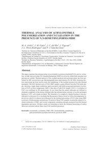 Journal of Thermal Analysis and Calorimetry, Vol[removed]–188  THERMAL ANALYSIS OF ACRYLONITRILE