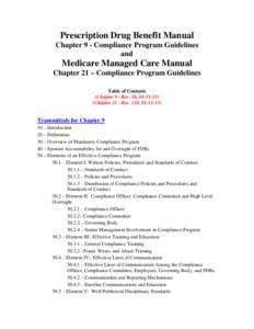 Prescription Drug Benefit Manual  Chapter 9 - Compliance Program Guidelines and