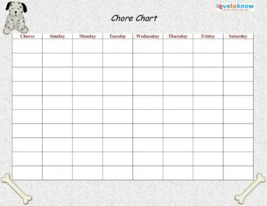 Chore Chart Chores Sunday  Monday