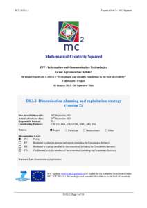 ICTProject – M C Squared Mathematical Creativity Squared FP7 - Information and Communication Technologies