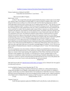 Southern Campaign American Revolution Pension Statements & Rosters Pension Application of Richard Cole S8229 Transcribed and annotated by C. Leon Harris VA