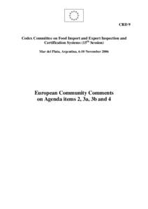 CRD 9  Codex Committee on Food Import and Export Inspection and Certification Systems (15th Session) Mar del Plata, Argentina, 6-10 November 2006