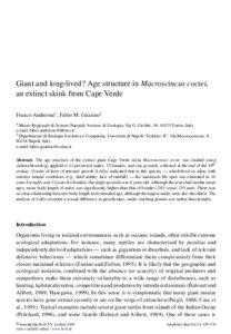 Giant and long-lived? Age structure in Macroscincus coctei, an extinct skink from Cape Verde Franco Andreone1, Fabio M. Guarino2