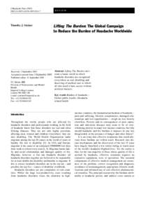 J Headache Pain: DOIs10194Timothy J. Steiner  Received: 2 September 2005