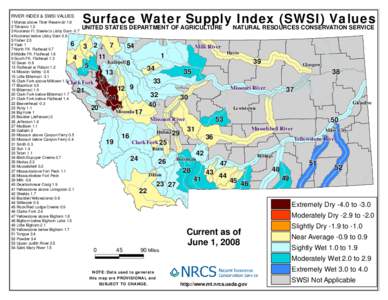 Surface Water Supply Index (SWSI) Values  RIVER INDEX & SWSI VALUES 1 Marias above Tiber Reservoir[removed]Tobacco 1.3