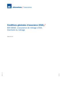 Conditions générales d’assurance (CGA)/ BOX BASIC. L’assurance de ménage d’AXA. Inventaire du ménage WGR 716 Fr