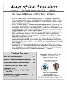 Ways of the Ancestors Number 3 Ala Kahakai National Historic Trail  April 2013