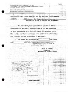 NSC Request for Paper on Laser Isotope Separation (LIS) in Taiwan and Elsewhere,ca. December 1977