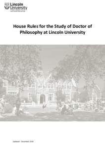 House Rules for the Study of Doctor of Philosophy at Lincoln University Updated: December 2014  Foreword