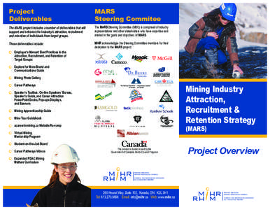 Management / Human resource management / Mining / Recruitment / Career Pathways / Mars / Canada / Earth / Mining for Diversity / Employment / Mining Industry Human Resources Council / Political geography