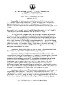 Commission Meeting - Decisional Matter - Virginia Graeme Baker and Spa Safety Act; Interpretation of Unblockable Drain and Briefing - Testing & Certification and Component Parts Final Rules; Representative Testing - 