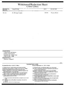 WithdrawallRedaction Sheet Clinton Library DOCUMENT NO. AND TYPE