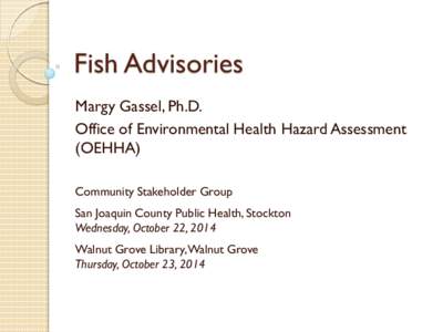 Fish Advisories in the Delta