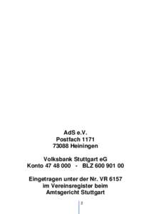 AdS e.V. Postfach[removed]Heiningen