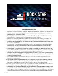 Rock Star Rewards Official Rules