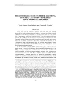 THE COMMISSION ON STATE-TRIBAL RELATIONS: ENDURING LESSONS IN THE MODERN STATE-TRIBAL RELATIONSHIP