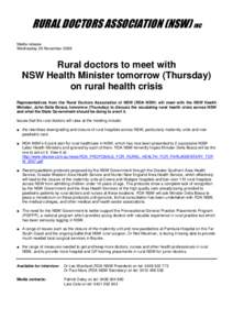 John Della Bosca / Department of Health / Rural health