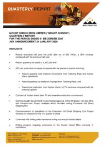 Economic geology / Kimberley / Pilbara / Koolan Island / Iron ore / Ore / Mullewa /  Western Australia / Mining / KKSY-FM / Regions of Western Australia / Geography of Western Australia / Geography of Australia