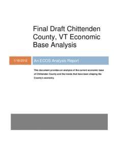 Chittenden County, VT    Economic Base Analysis