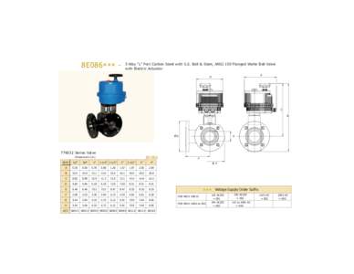 8E086 *** -  3-Way “L” Port Carbon Steel with S.S. Ball & Stem, ANSI 150 Flanged Wafer Ball Valve with Electric Actuator E