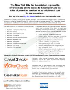 New York City Bar Association: Casemaker Premium Services for members